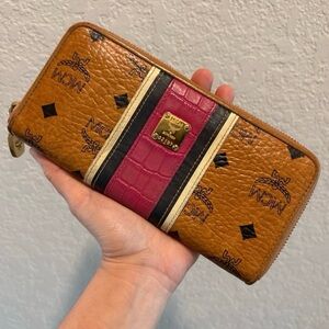 MCM Tan and Pink Wallet